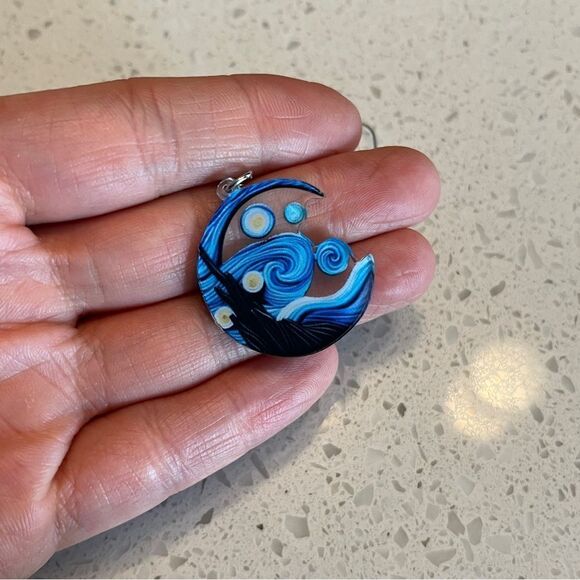 Van Gogh Starry Night Earrings - Picture 4 of 8